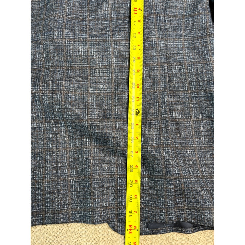 Jos A Bank Reserve Blazer 48L Blue Brown Plaid Wool Made in USA Italian Fabric - Picture 11 of 14